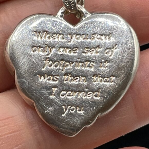 Gorham Sterling Silver .925 Footprints Two-Tone Reversible Pendant Necklace - Picture 4 of 6